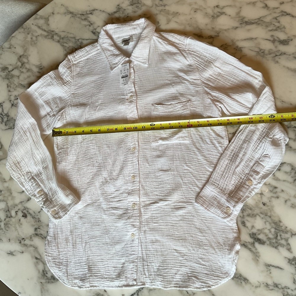 NWT J Crew Factory Gauze Button-Up
White Gauze Shirt 100% Cotton Various Sizes - Picture 16 of 16